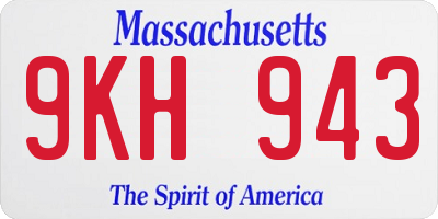 MA license plate 9KH943