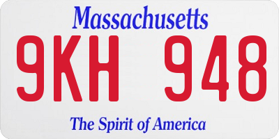 MA license plate 9KH948