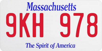 MA license plate 9KH978