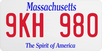 MA license plate 9KH980