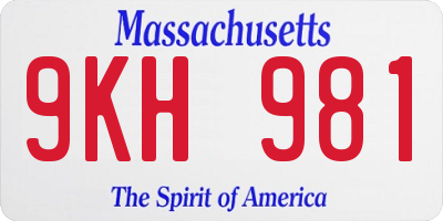 MA license plate 9KH981