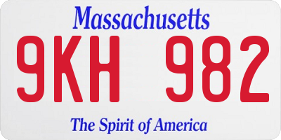 MA license plate 9KH982