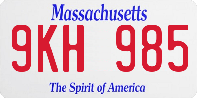 MA license plate 9KH985