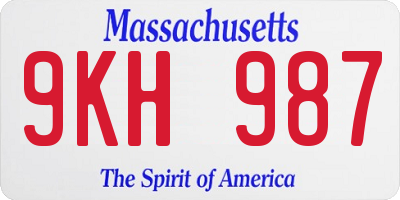 MA license plate 9KH987