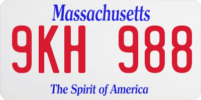 MA license plate 9KH988