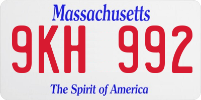 MA license plate 9KH992