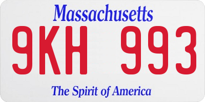 MA license plate 9KH993