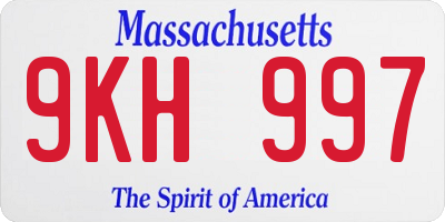 MA license plate 9KH997
