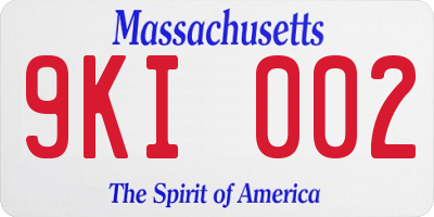 MA license plate 9KI002