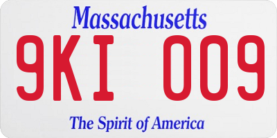 MA license plate 9KI009