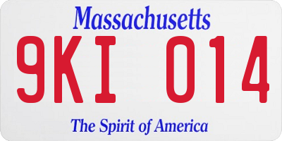 MA license plate 9KI014