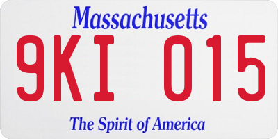 MA license plate 9KI015