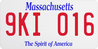 MA license plate 9KI016