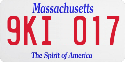 MA license plate 9KI017