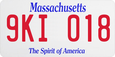MA license plate 9KI018