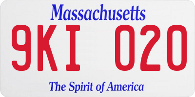 MA license plate 9KI020