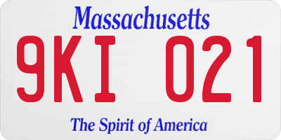 MA license plate 9KI021