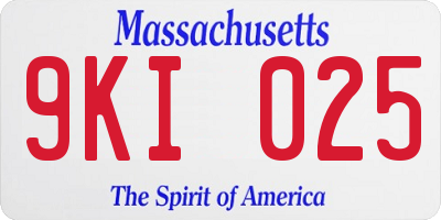 MA license plate 9KI025