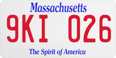 MA license plate 9KI026