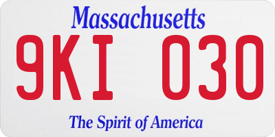 MA license plate 9KI030