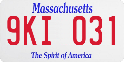 MA license plate 9KI031