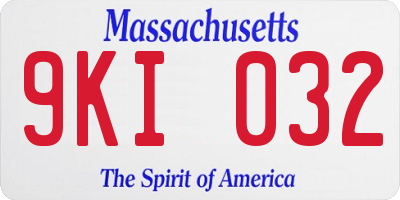 MA license plate 9KI032