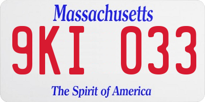 MA license plate 9KI033