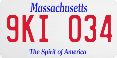 MA license plate 9KI034