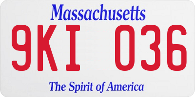 MA license plate 9KI036
