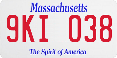 MA license plate 9KI038