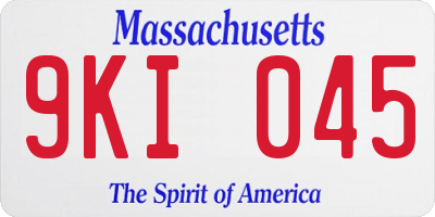 MA license plate 9KI045