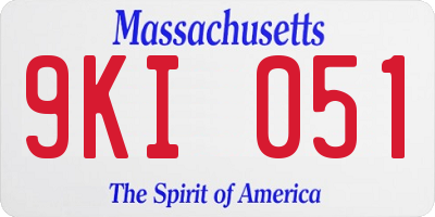 MA license plate 9KI051