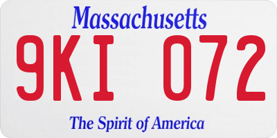 MA license plate 9KI072
