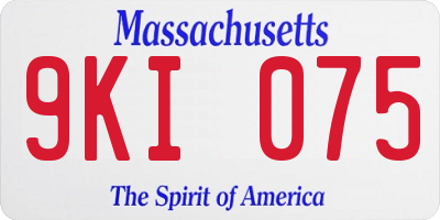 MA license plate 9KI075