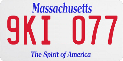 MA license plate 9KI077