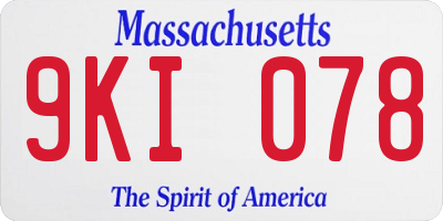 MA license plate 9KI078