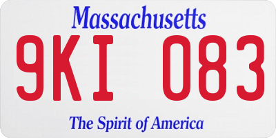 MA license plate 9KI083