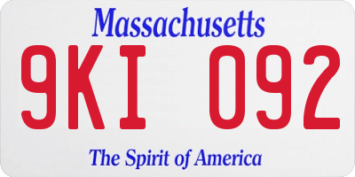 MA license plate 9KI092