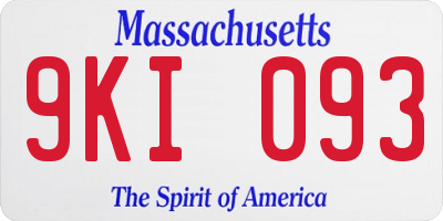 MA license plate 9KI093