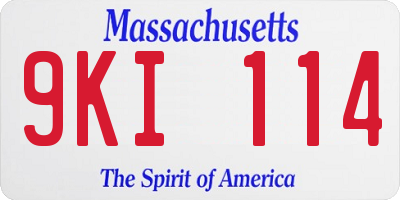 MA license plate 9KI114