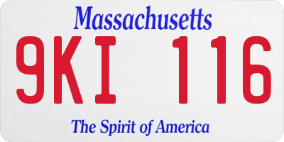 MA license plate 9KI116