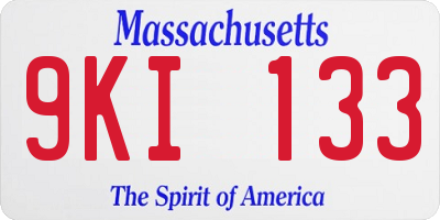 MA license plate 9KI133