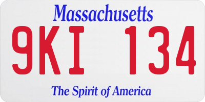 MA license plate 9KI134