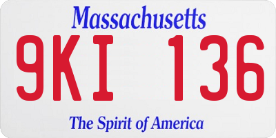 MA license plate 9KI136