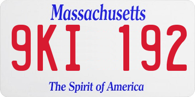 MA license plate 9KI192