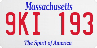 MA license plate 9KI193