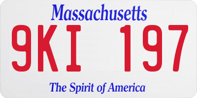 MA license plate 9KI197
