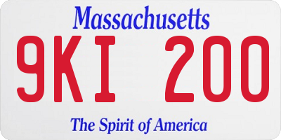 MA license plate 9KI200