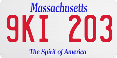 MA license plate 9KI203