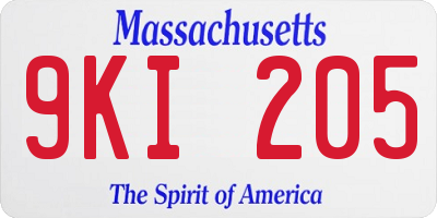 MA license plate 9KI205